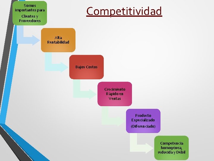 Somos importantes para Competitividad Clientes y Proveedores Alta Rentabilidad Bajos Costos Crecimiento Rápido en