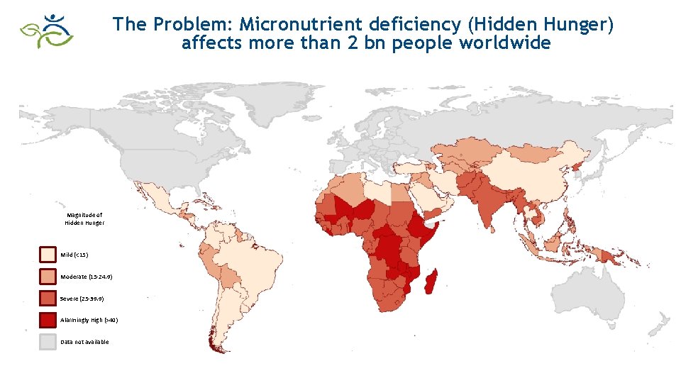 The Problem: Micronutrient deficiency (Hidden Hunger) affects more than 2 bn people worldwide Magnitude