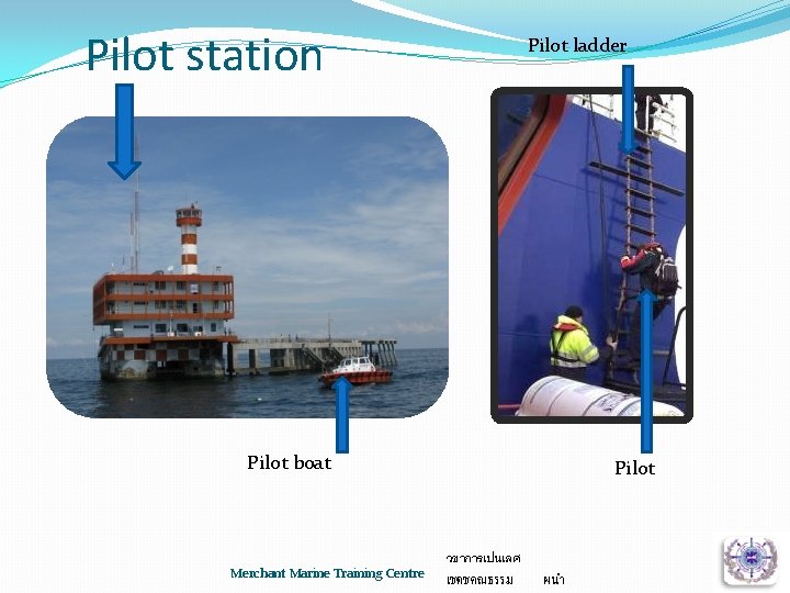 Pilot station Pilot ladder Pilot boat Merchant Marine Training Centre Pilot วชาการเปนเลศ เชดชคณธรรม ผนำ