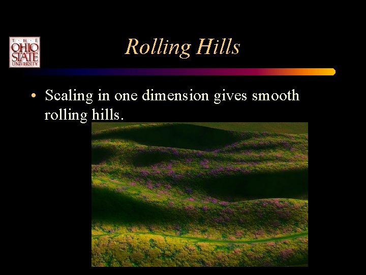 Rolling Hills • Scaling in one dimension gives smooth rolling hills. 