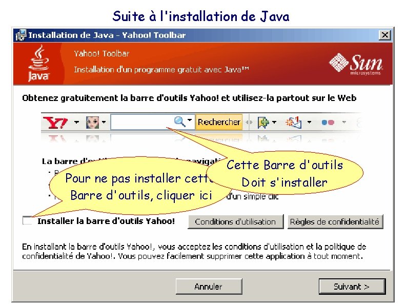 Suite à l'installation de Java Cette Barre d'outils Pour ne pas installer cette Doit