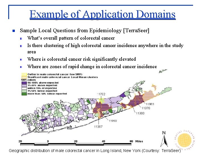 Example of Application Domains n Sample Local Questions from Epidemiology [Terra. Seer] What’s overall