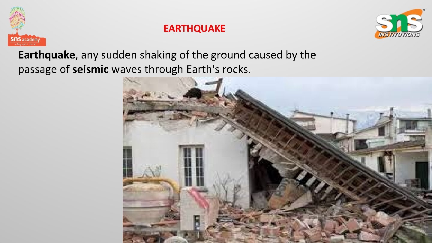 EARTHQUAKE Earthquake, any sudden shaking of the ground caused by the passage of seismic