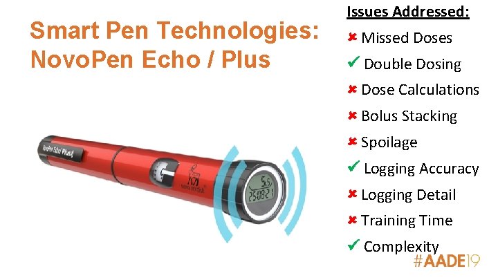 Smart Pen Technologies: Novo. Pen Echo / Plus Issues Addressed: Missed Doses Double Dosing