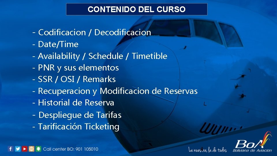 CONTENIDO DEL CURSO - Codificacion / Decodificacion - Date/Time - Availability / Schedule /