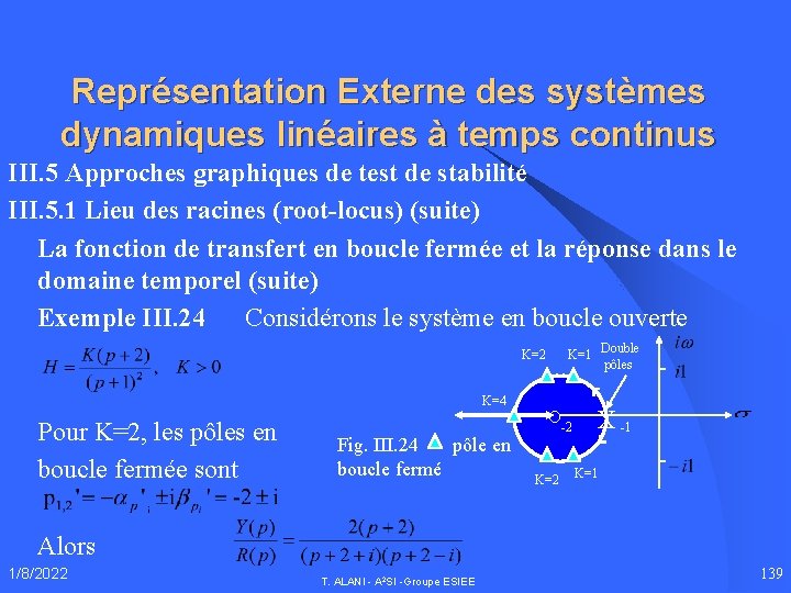 Représentation Externe des systèmes dynamiques linéaires à temps continus III. 5 Approches graphiques de