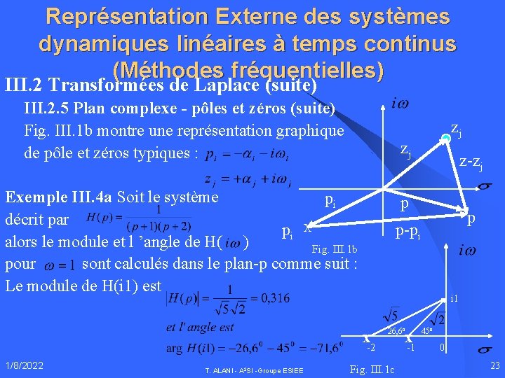 Représentation Externe des systèmes dynamiques linéaires à temps continus (Méthodes fréquentielles) III. 2 Transformées