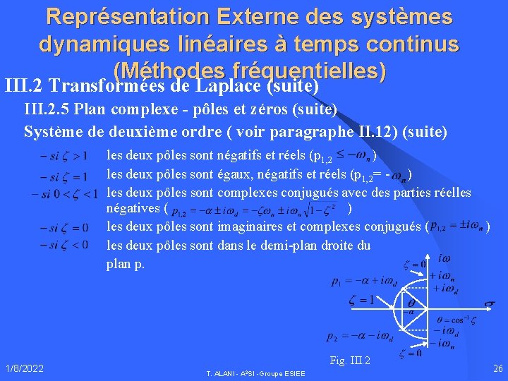 Représentation Externe des systèmes dynamiques linéaires à temps continus (Méthodes fréquentielles) III. 2 Transformées