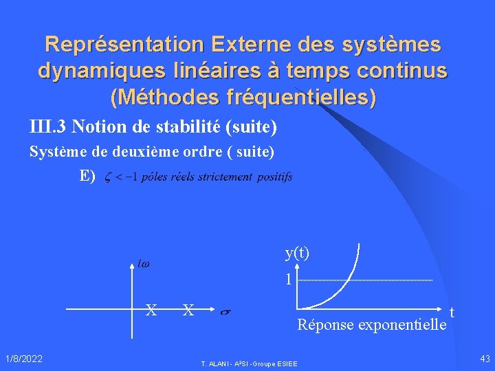 Représentation Externe des systèmes dynamiques linéaires à temps continus (Méthodes fréquentielles) III. 3 Notion