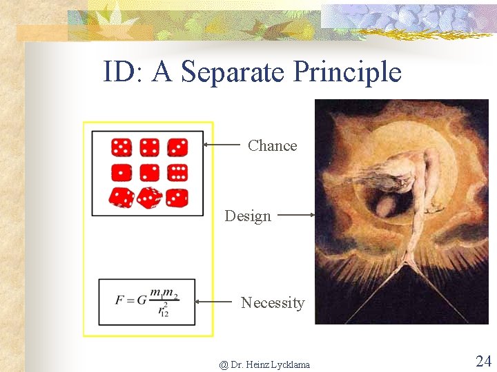 ID: A Separate Principle Chance Design Necessity @ Dr. Heinz Lycklama 24 