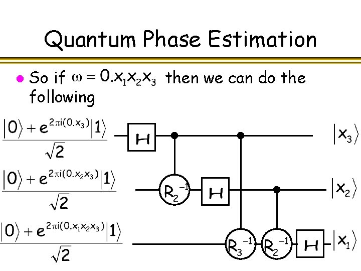 Quantum Phase Estimation l So if following then we can do the 