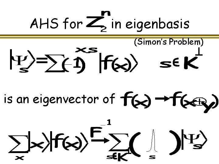 AHS for in eigenbasis (Simon’s Problem) is an eigenvector of 