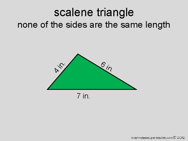 scalene triangle none of the sides are the same length 6 i 4 in.