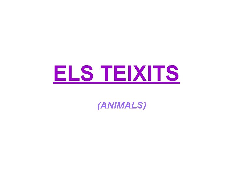 ELS TEIXITS (ANIMALS) 