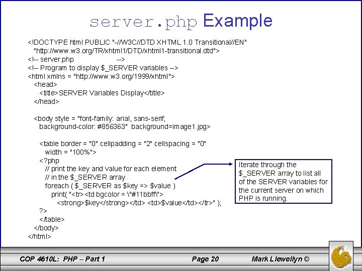 server. php Example <!DOCTYPE html PUBLIC "-//W 3 C//DTD XHTML 1. 0 Transitional//EN" "http: