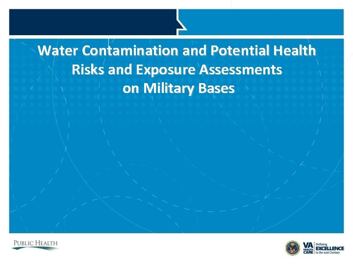 Water Contamination and Potential Health Risks and Exposure Assessments on Military Bases Water Contamination and Potential Health Risks and Exposure Assessments on Military Bases