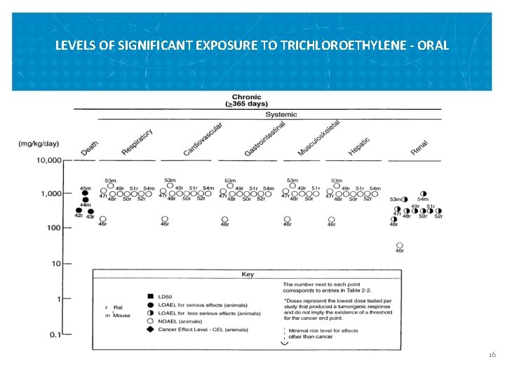 LEVELS OF SIGNIFICANT EXPOSURE TO TRICHLOROETHYLENE - ORAL VETERANS HEALTH ADMINISTRATION 16 LEVELS OF SIGNIFICANT EXPOSURE TO TRICHLOROETHYLENE - ORAL VETERANS HEALTH ADMINISTRATION 16
