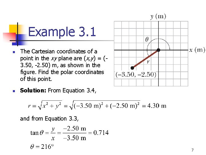 Example 3. 1 n n The Cartesian coordinates of a point in the xy