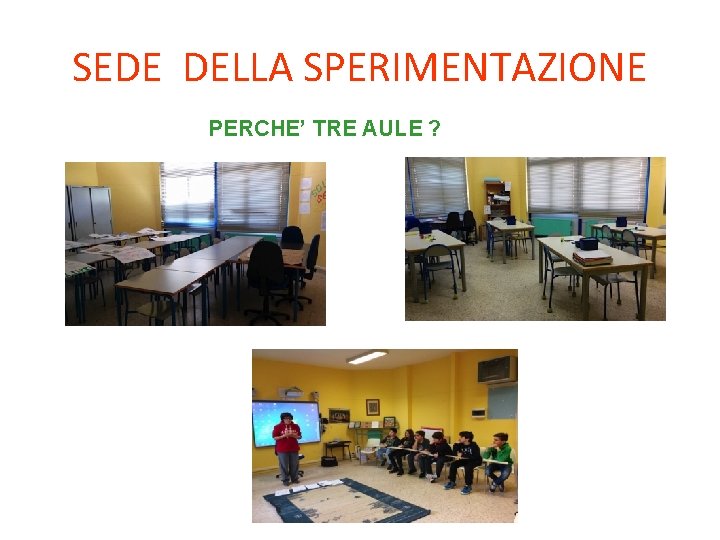 SEDE DELLA SPERIMENTAZIONE PERCHE’ TRE AULE ? 