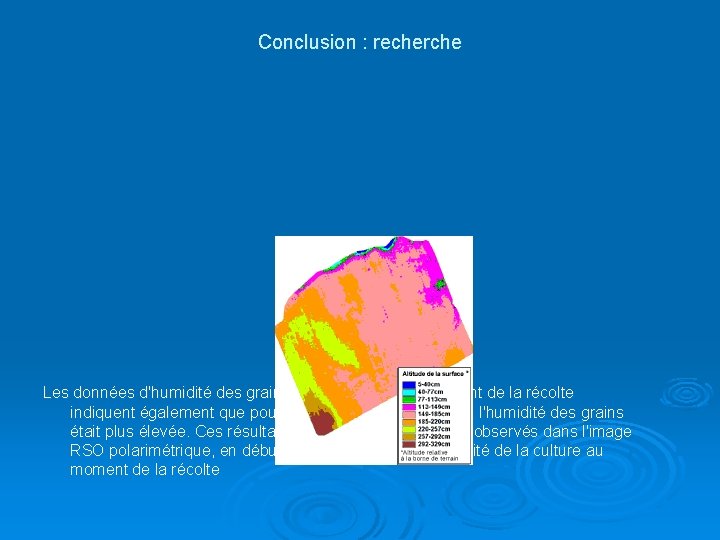 Conclusion : recherche Les données d'humidité des grains de maïs prises au moment de