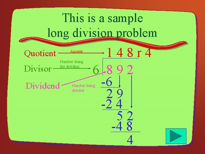 Divid Solution Division Division is the process of breaking down