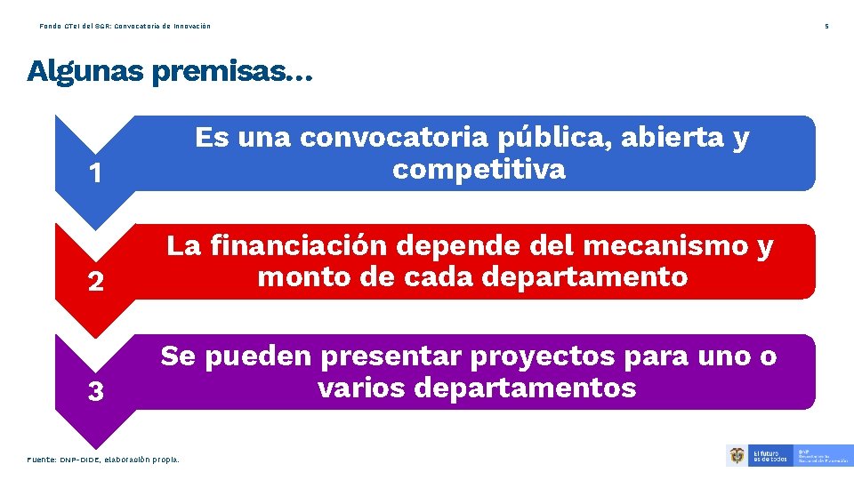 Fondo CTe. I del SGR: Convocatoria de Innovación Algunas premisas… 1 Es una convocatoria