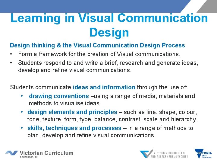 Learning in Visual Communication Design thinking & the Visual Communication Design Process • Form