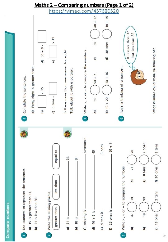 Maths 2 – Comparing numbers (Page 1 of 2) https: //vimeo. com/457680528 15 Maths 2 – Comparing numbers (Page 1 of 2) https: //vimeo. com/457680528 15