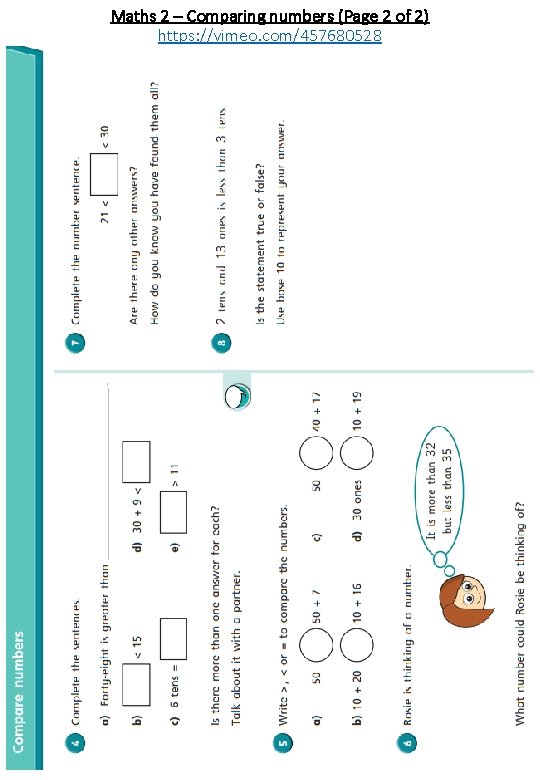 Maths 2 – Comparing numbers (Page 2 of 2) https: //vimeo. com/457680528 16 Maths 2 – Comparing numbers (Page 2 of 2) https: //vimeo. com/457680528 16