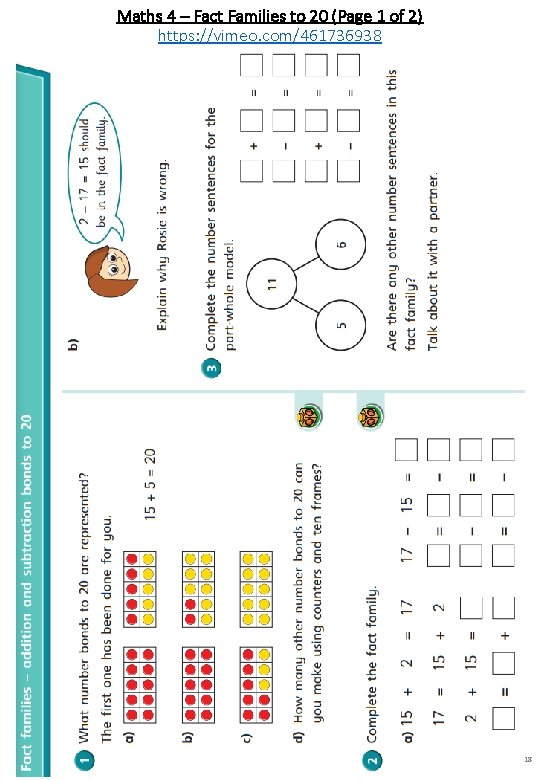 Maths 4 – Fact Families to 20 (Page 1 of 2) https: //vimeo. com/461736938 Maths 4 – Fact Families to 20 (Page 1 of 2) https: //vimeo. com/461736938