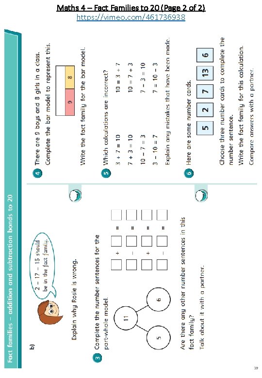Maths 4 – Fact Families to 20 (Page 2 of 2) https: //vimeo. com/461736938 Maths 4 – Fact Families to 20 (Page 2 of 2) https: //vimeo. com/461736938