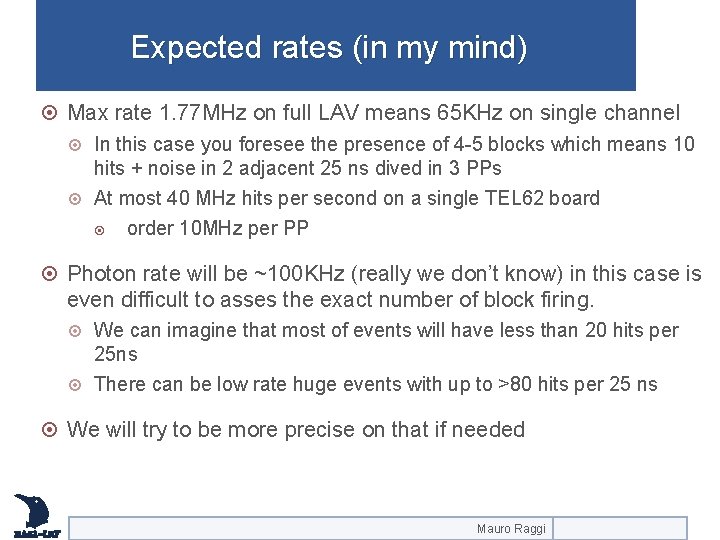 Expected rates (in my mind) Max rate 1. 77 MHz on full LAV means