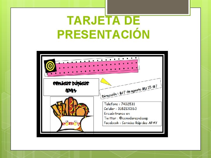 TARJETA DE PRESENTACIÓN TARJETA DE PRESENTACIÓN