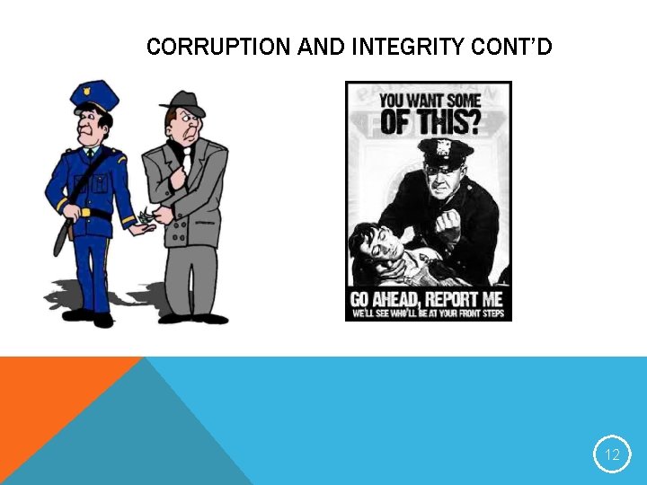CORRUPTION AND INTEGRITY CONT’D 12 