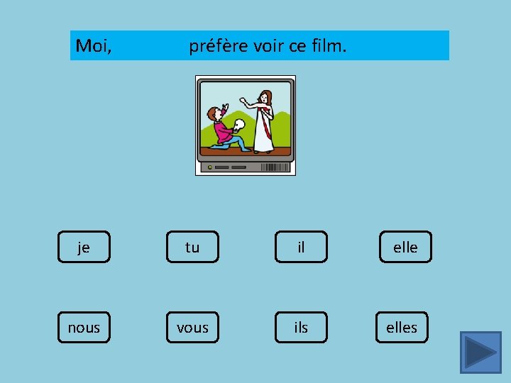 Moi, préfère voir ce film. je tu il elle nous vous ils elles 