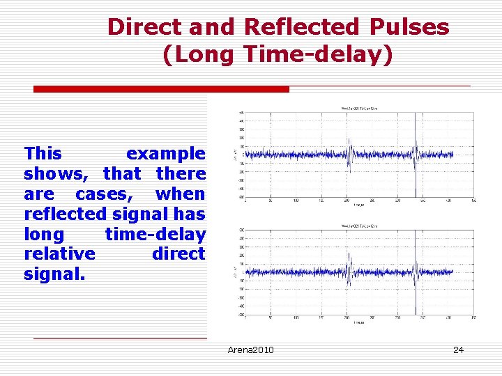 Direct and Reflected Pulses (Long Time-delay) This example shows, that there are cases, when