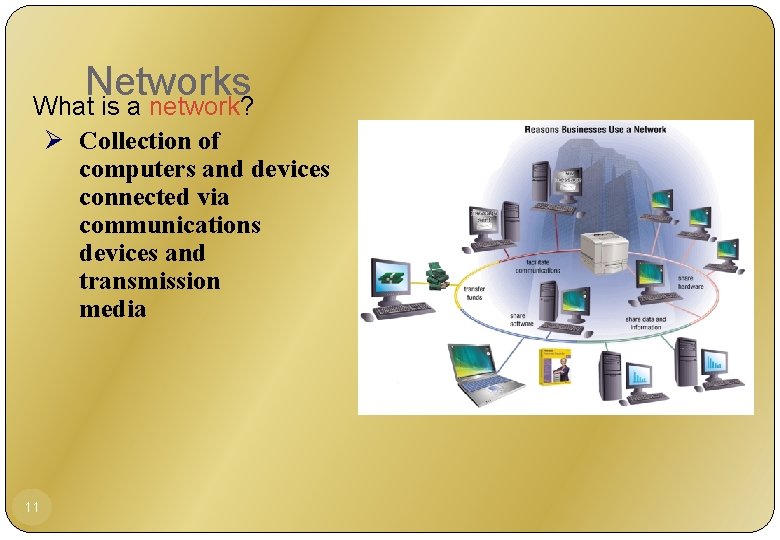 Networks What is a network? Ø Collection of computers and devices connected via communications