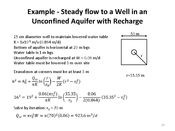 Example - Steady flow to a Well in an Unconfined Aquifer with Recharge 25