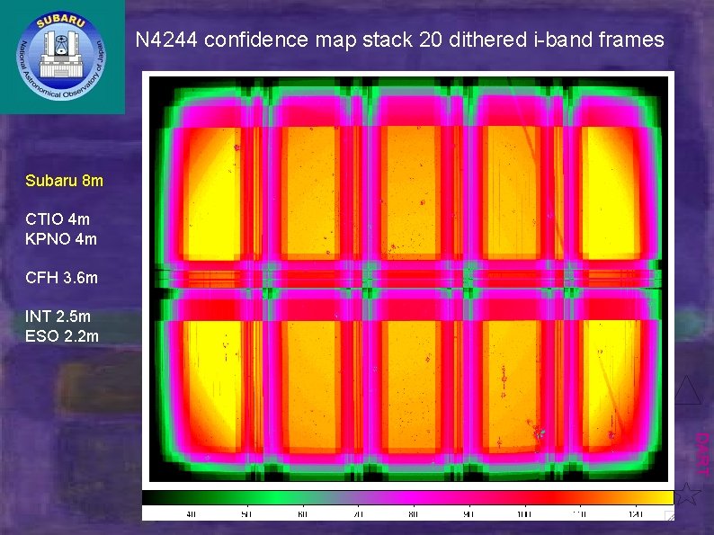 N 4244 confidence map stack 20 dithered i-band frames Subaru 8 m CTIO 4