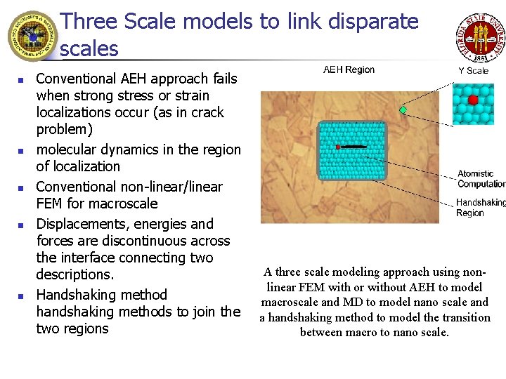 Three Scale models to link disparate scales n n n Conventional AEH approach fails