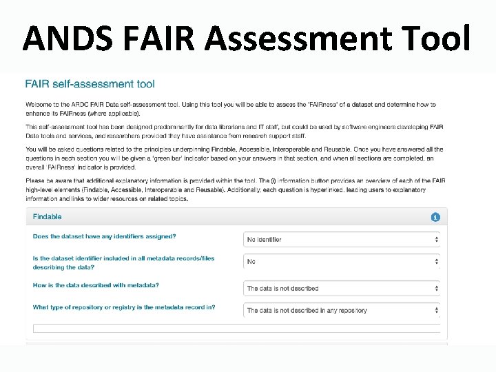 ANDS FAIR Assessment Tool 