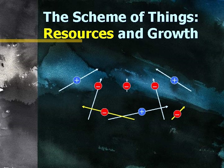 The Scheme of Things: Resources and Growth + – – + + – 