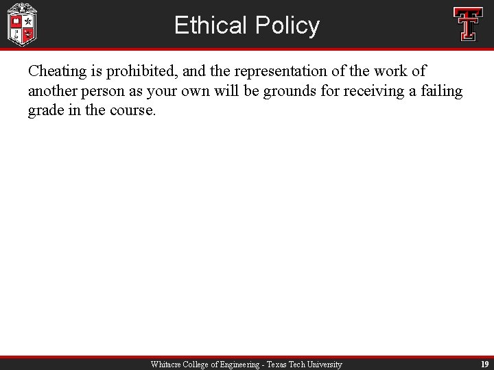 Ethical Policy Cheating is prohibited, and the representation of the work of another person