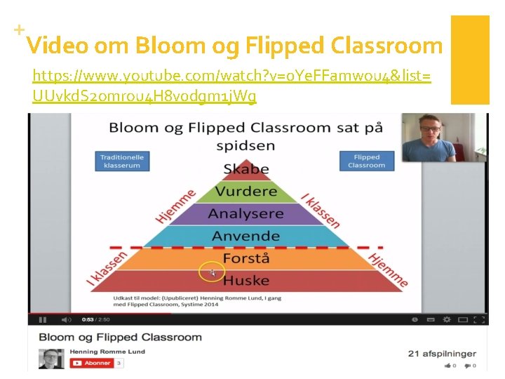+ Video om Bloom og Flipped Classroom https: //www. youtube. com/watch? v=0 Ye. FFamwou