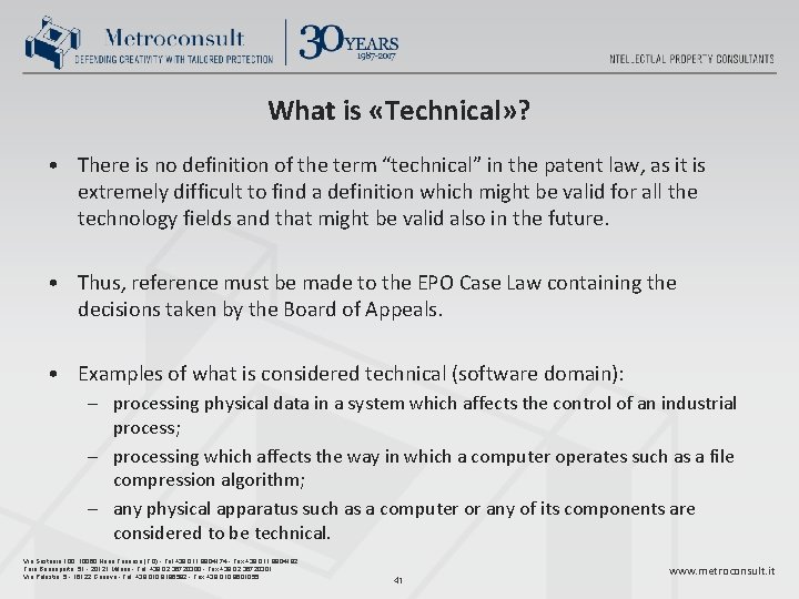 What is «Technical» ? • There is no definition of the term “technical” in