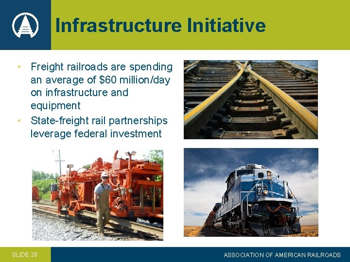 Infrastructure Initiative • Freight railroads are spending an average of $60 million/day on infrastructure