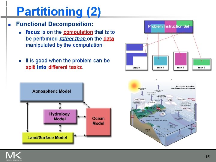 Partitioning (2) n Functional Decomposition: n n focus is on the computation that is