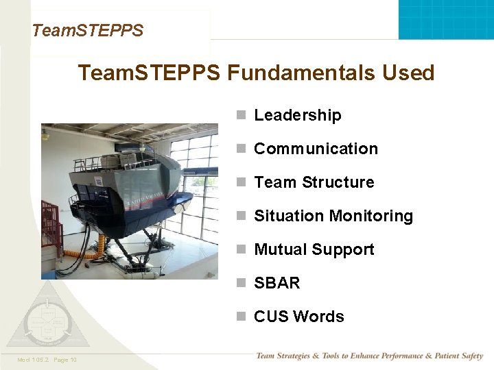 Team. STEPPS Fundamentals Used n Leadership n Communication n Team Structure n Situation Monitoring