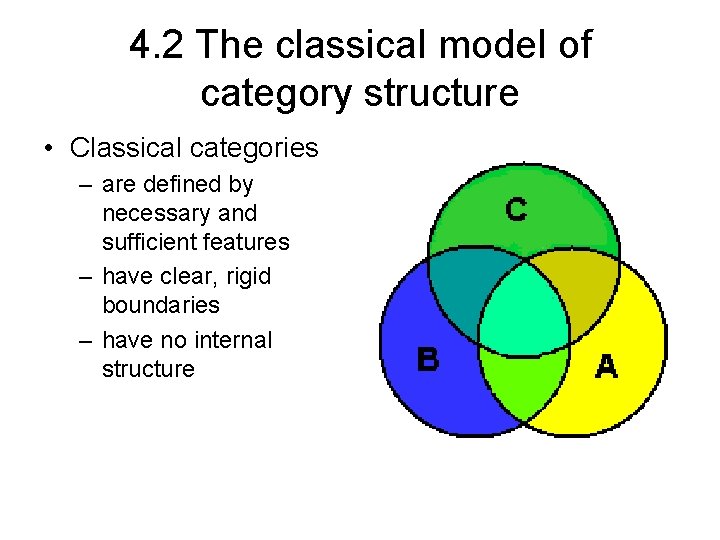 4. 2 The classical model of category structure • Classical categories – are defined