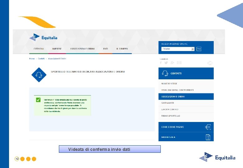Videata di conferma invio dati 12 